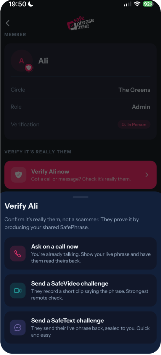 Send a SafeText challenge
